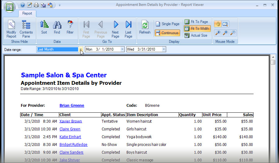 items sold by appointment providers 