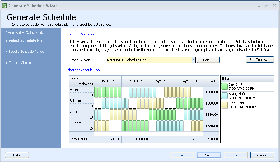 Auto generate work schedules step 1