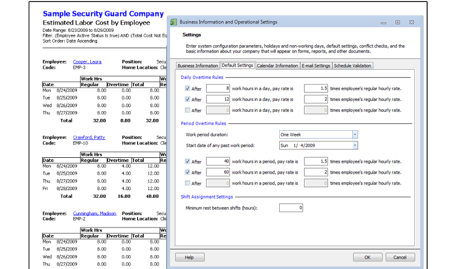 Handling overtime in Snap Schedule Employee Scheduling Software