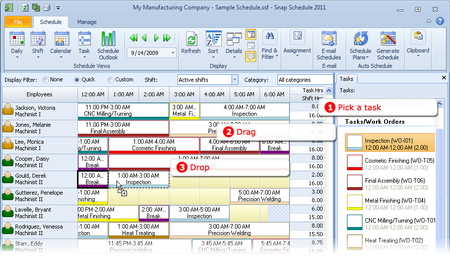 Asssign tasks in Snap Schedule Employee Scheduling Software