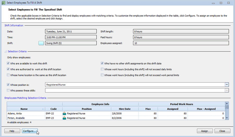 Fill open shift criteria