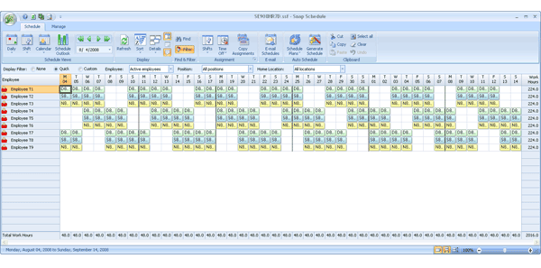 Employee Scheduling Example: 8-hr Shifts, 24/7, 4 On 2 Off Work Schedule |  Business Management Systems