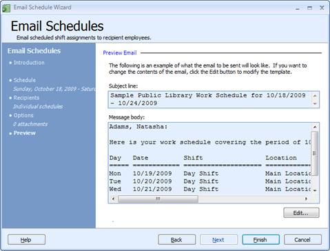 Email Schedule Wizard